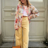 Patchwork Desenli Baskılı Ceket