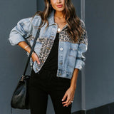 Patchwork Leopar Desenli Kot Ceket