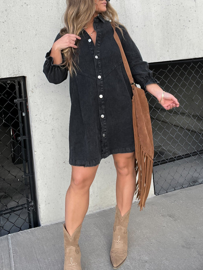 Şehir Merkezi Denim Elbise