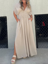 Siyah Kırık Kalpli Uzun Elbise