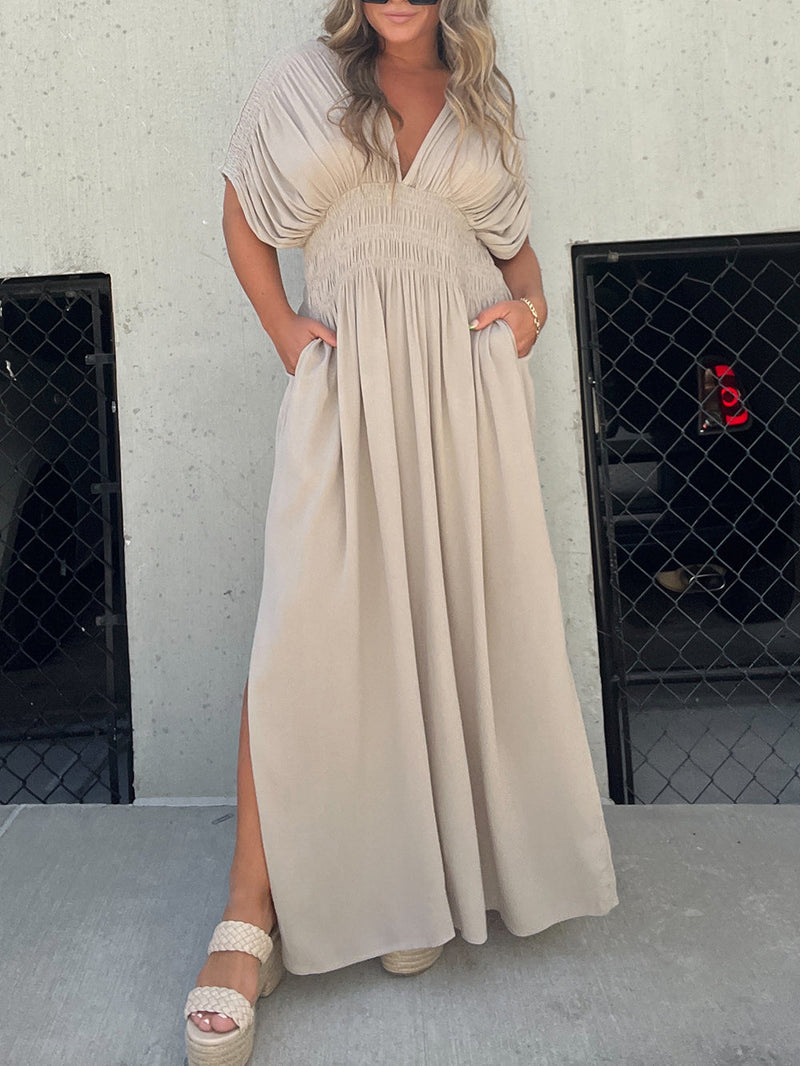 Siyah Kırık Kalpli Uzun Elbise