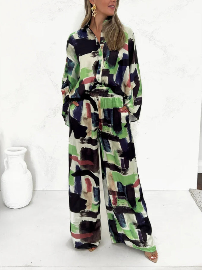 Yaz Tatili Desenli Beli Lastikli Cepli Takım