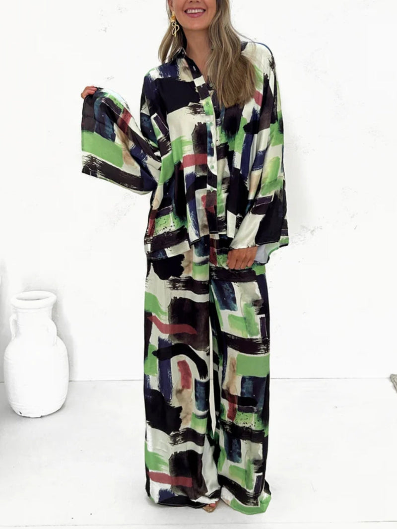 Yaz Tatili Desenli Beli Lastikli Cepli Takım