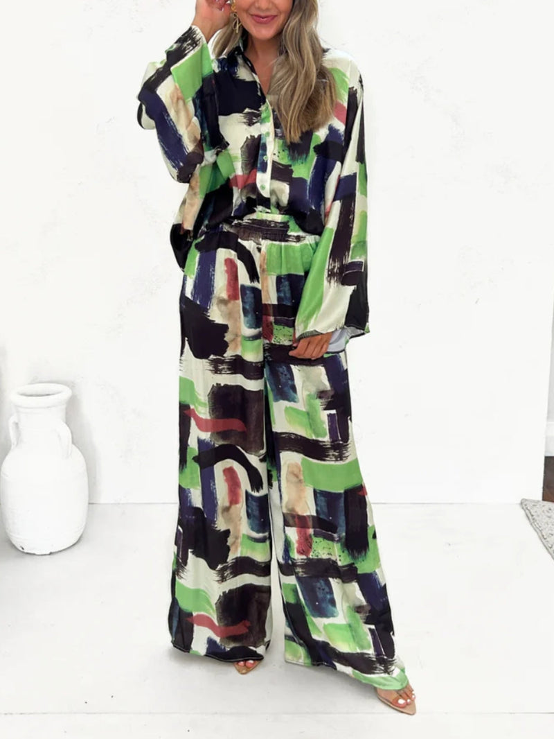 Yaz Tatili Desenli Beli Lastikli Cepli Takım