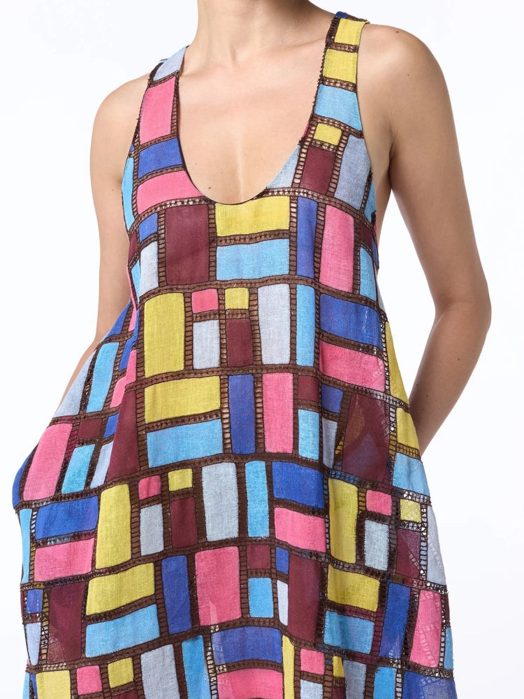 Patchwork Embroidered Maxi Dress