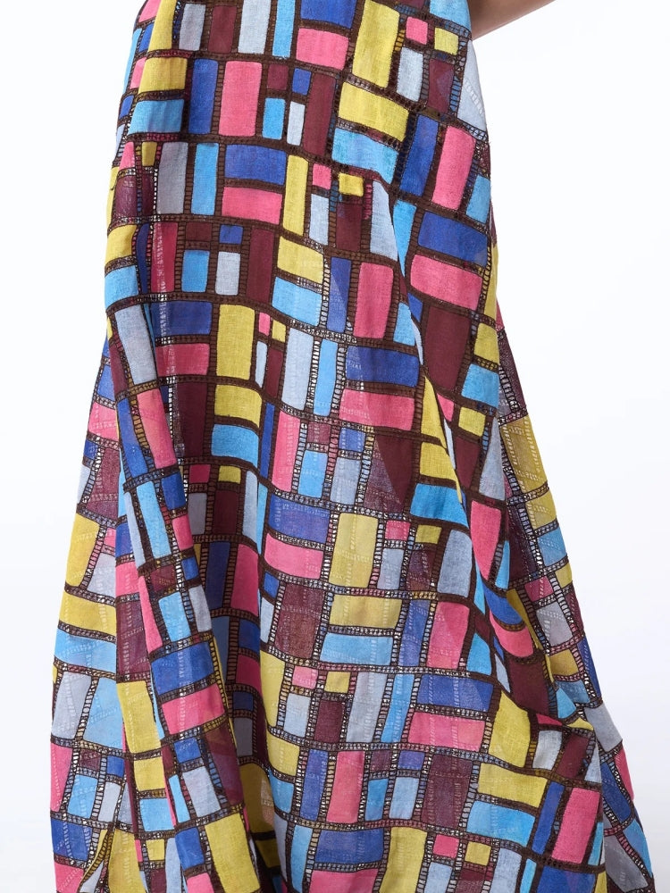 Patchwork Embroidered Maxi Dress