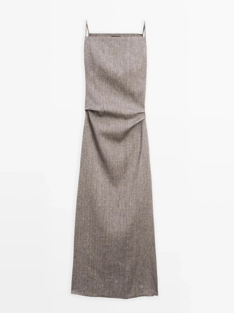 Linen-Blend Flowing Maxi Dress
