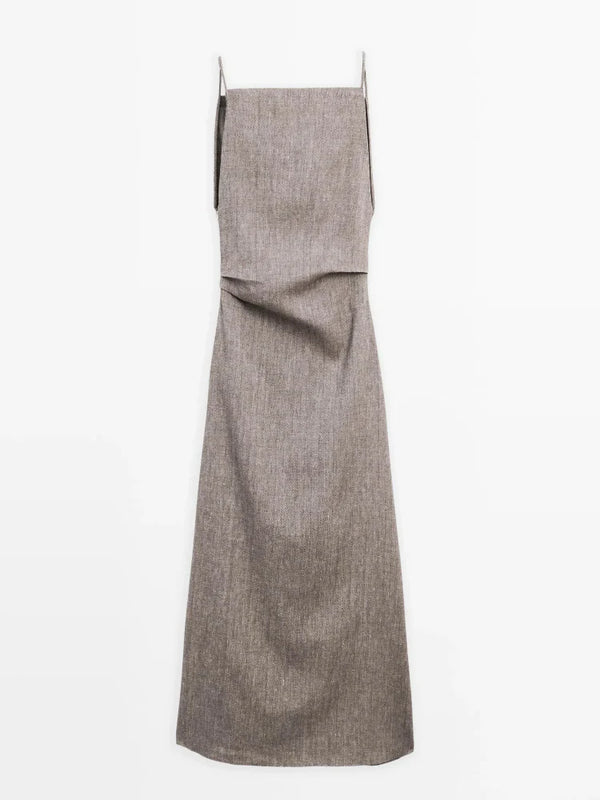 Linen-Blend Flowing Maxi Dress