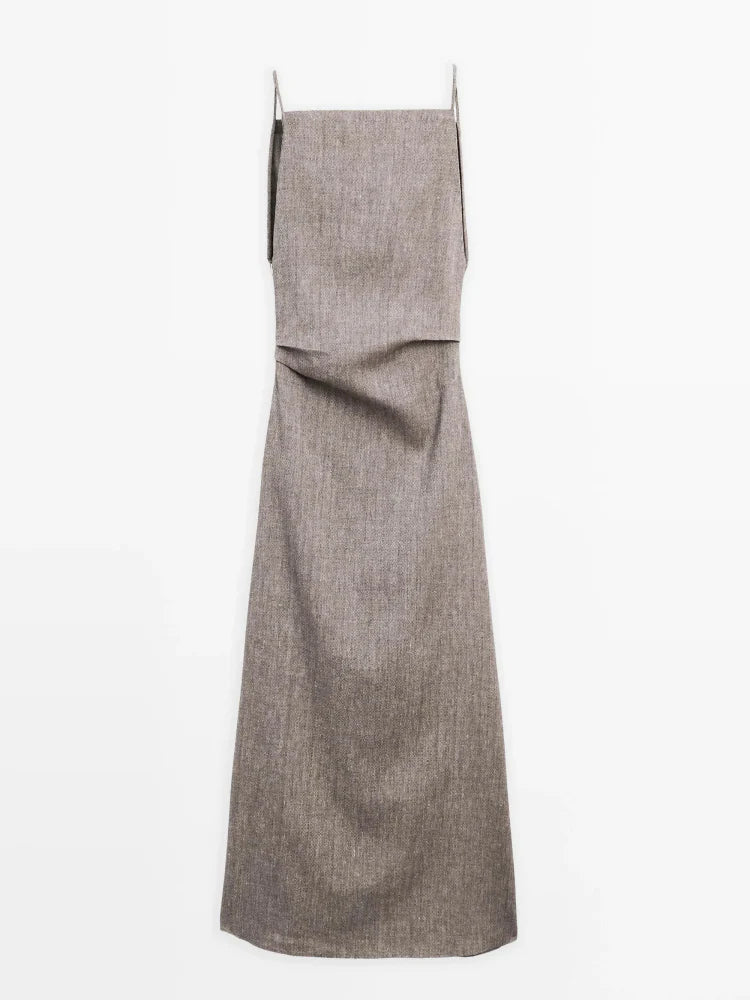 Linen-Blend Flowing Maxi Dress