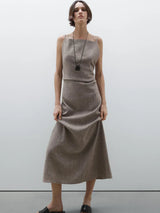 Linen-Blend Flowing Maxi Dress