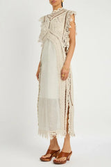 Woven Hollow Organza Maxi Dress