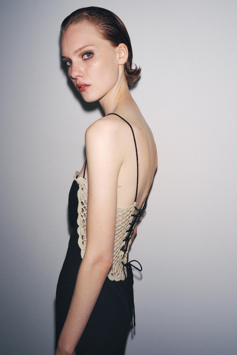 Crochet Combo Backless Cami Dress