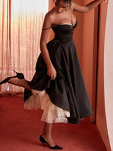 Siyah Tül Midi Elbise