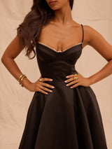 Siyah Tül Midi Elbise