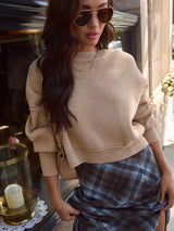 Crop Knit Sweater & Plaid Skirt Set