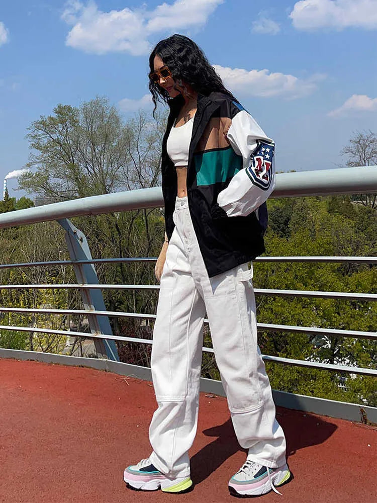 Bol Renk Bloklu Uzun Kollu Trençkot Ceket