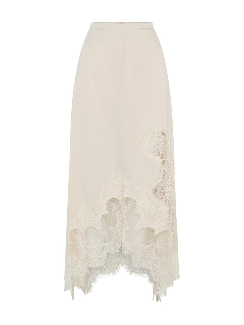 Lace Trimmed Satin Halter Maxi Skirt Set