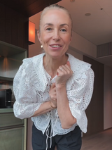 Eyelet Lace Ruffled Collar Peplum Blouse