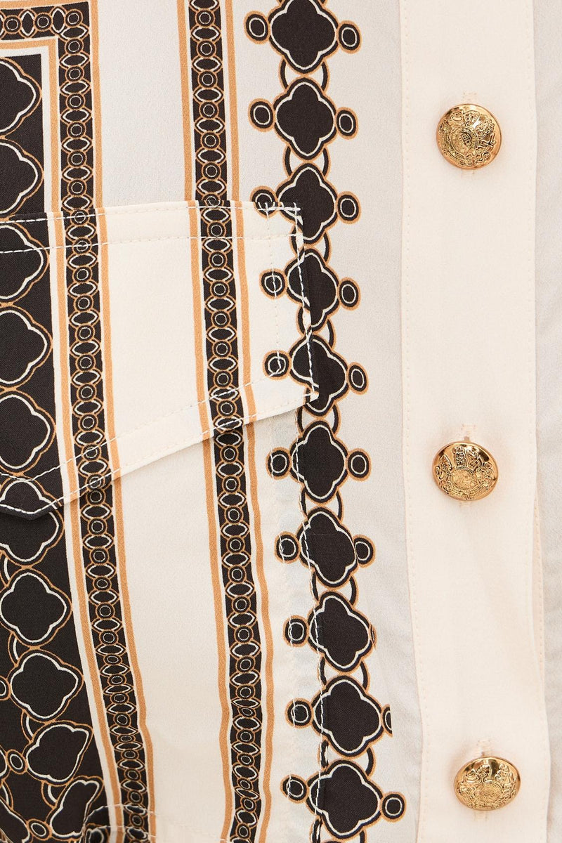 Geometric Printed Belted Shirt Dress